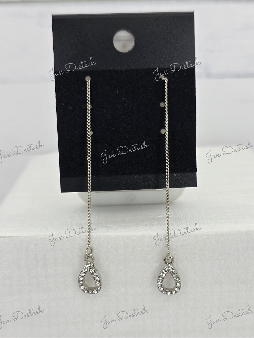 Stainless Steel Silver Teardrop Threader Earrings ER2734